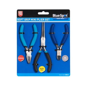 BlueSpot 3 PCE Soft Grip Mini Plier Set
