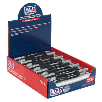 Ball-End Hex Key Set with Power Bar 8pc Long Display Box of 10